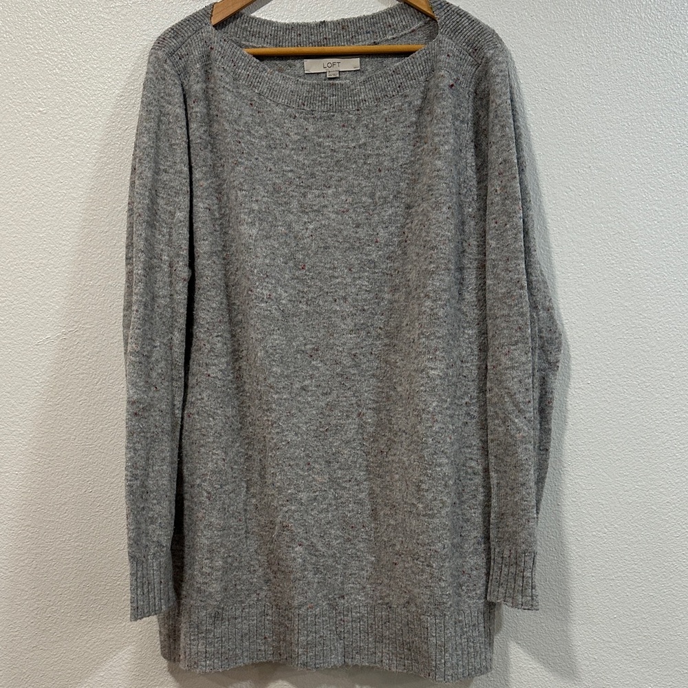 LOFT Speckled Gray Tunic Sweater